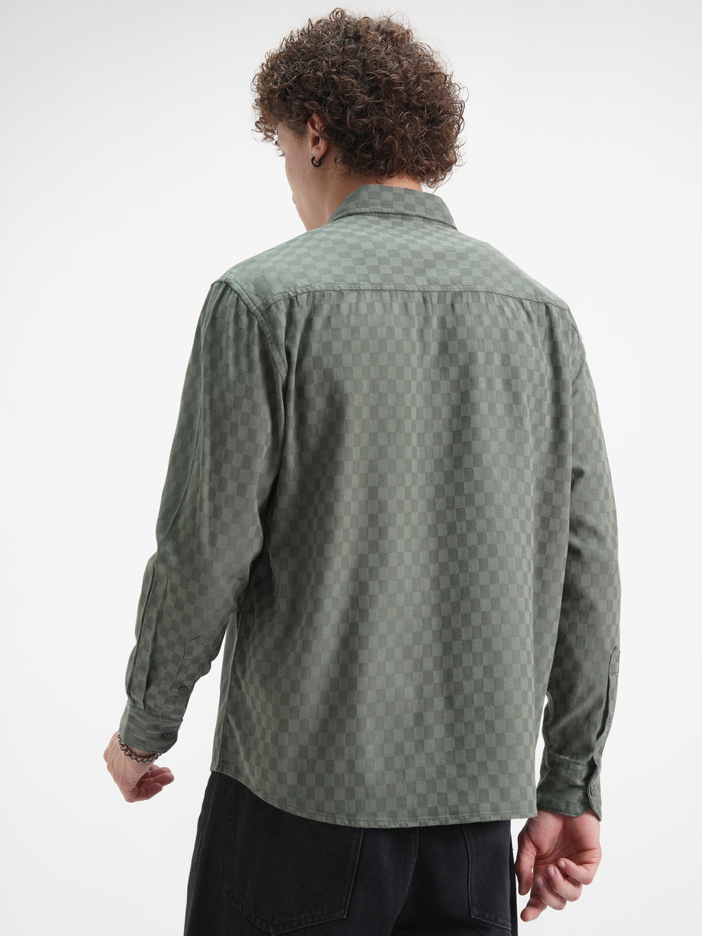 Highlander Men Green Checked Relaxed Fit Casual Shirt - Green - Image 3