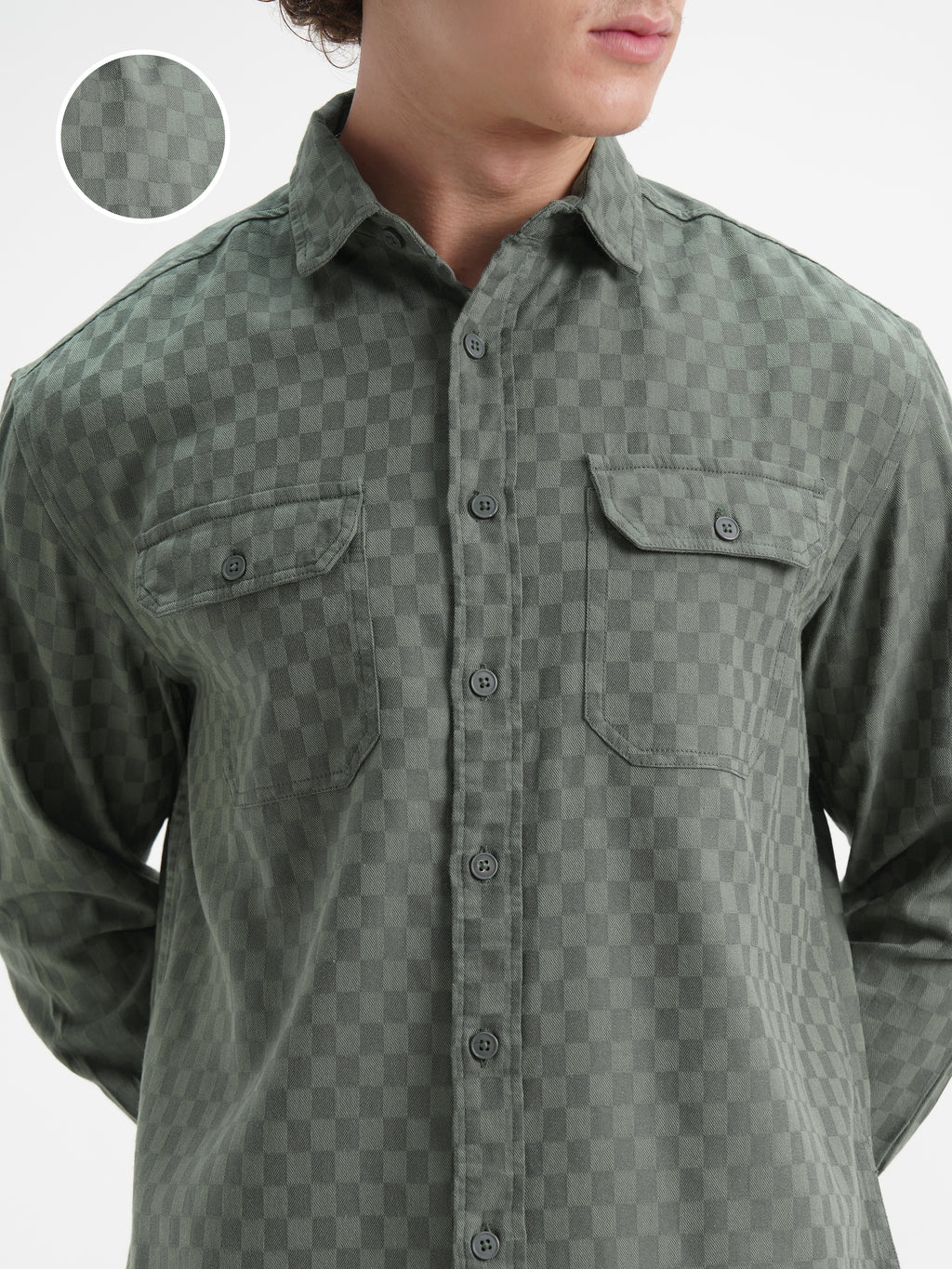 Highlander Men Green Checked Relaxed Fit Casual Shirt - Green - Image 5