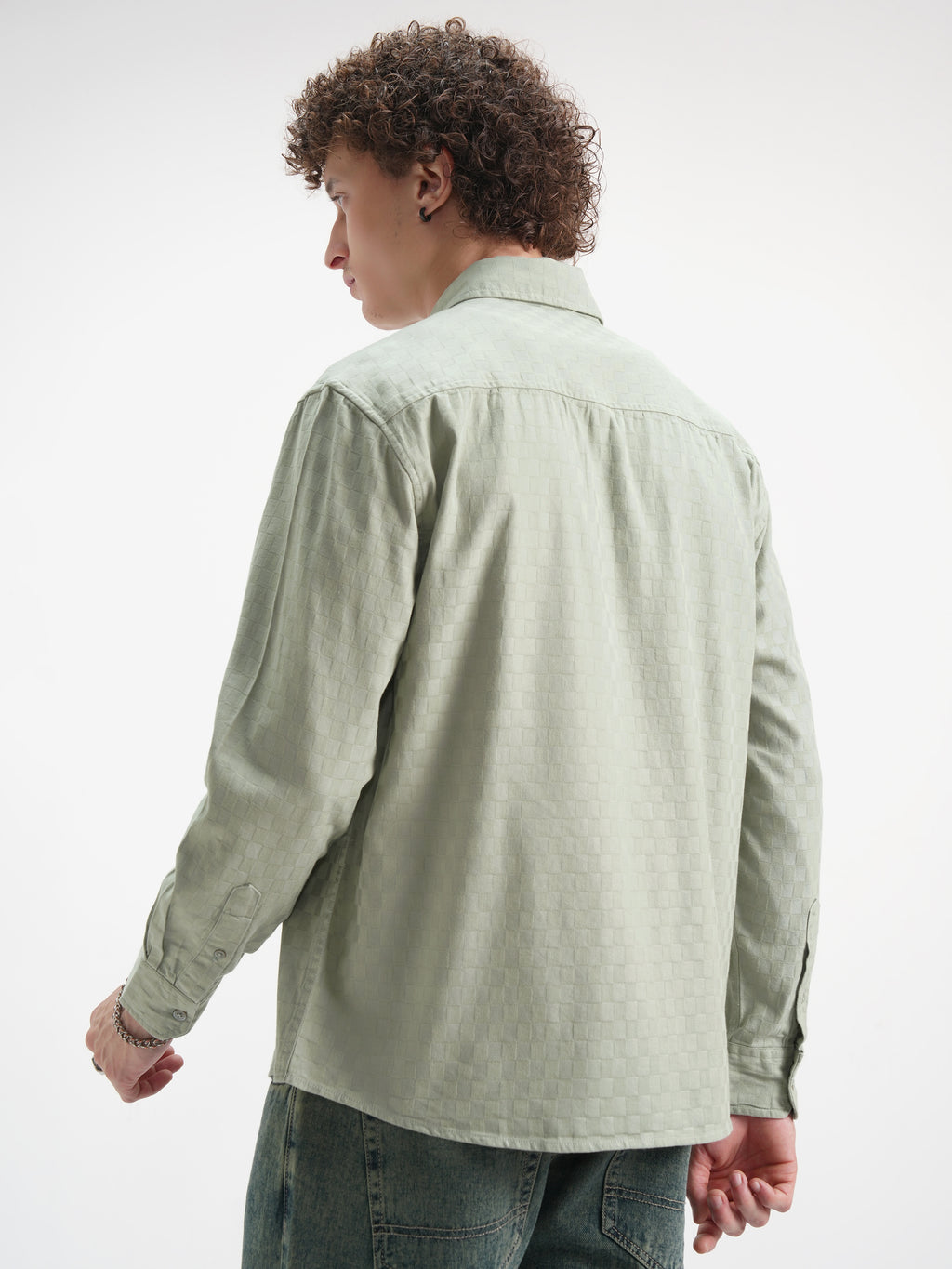Highlander Men Green Checked Relaxed Fit Casual Shirt - Green - Image 3