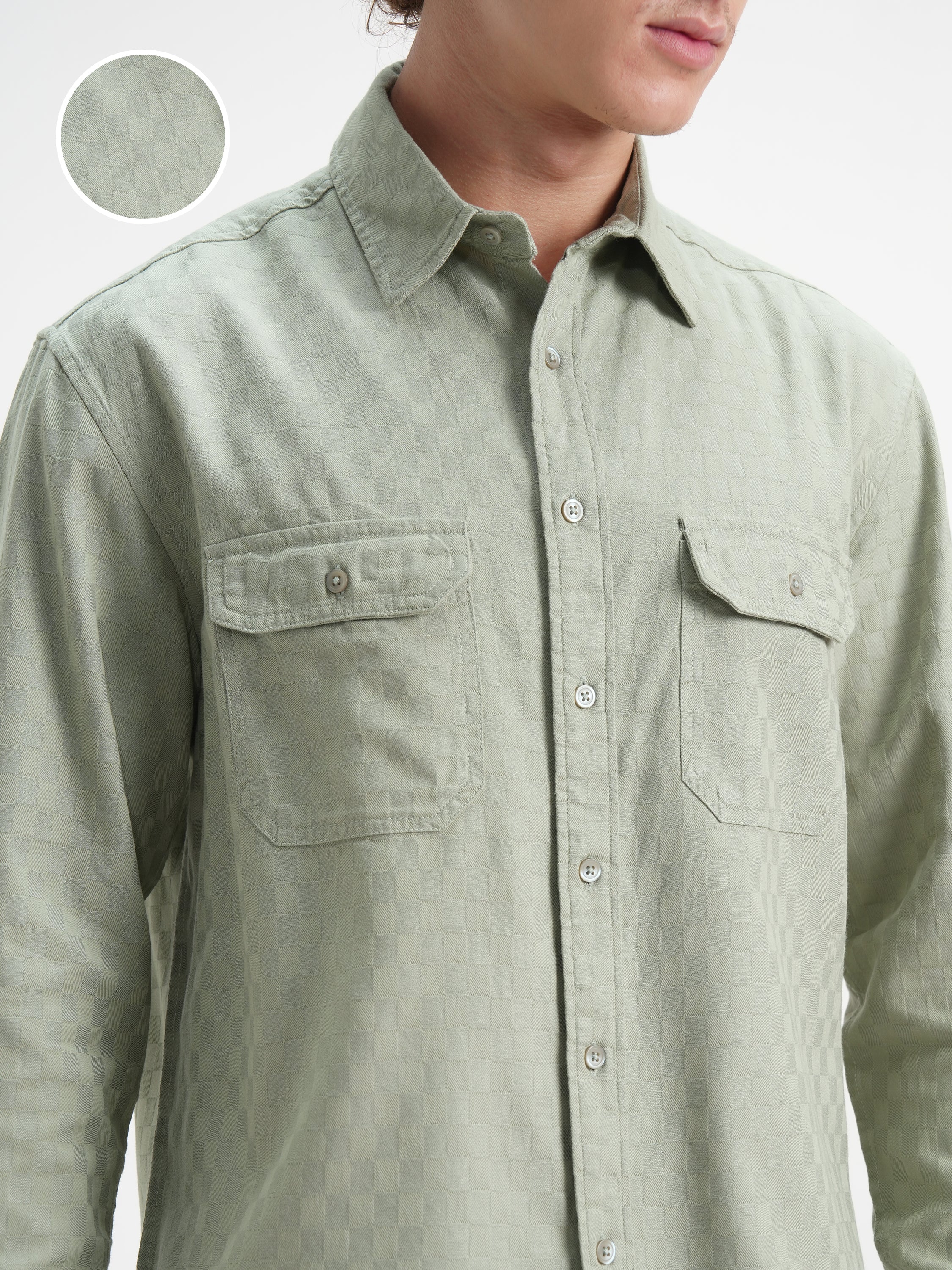 Highlander Men Green Checked Relaxed Fit Casual Shirt - Green - Image 5
