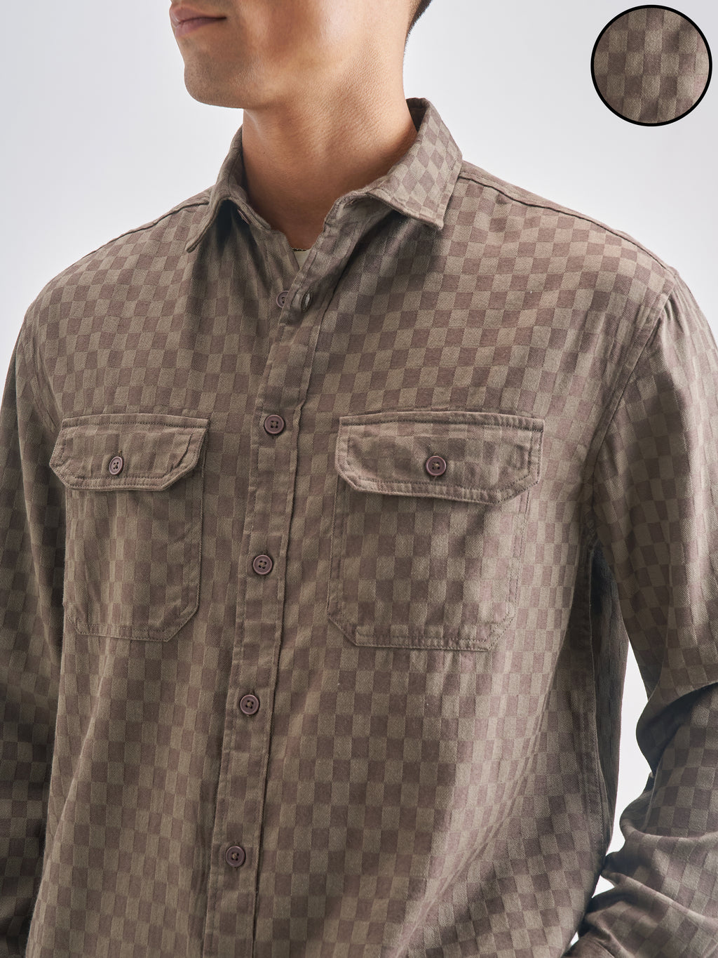 Highlander Men Self Design Relaxed Fit Casual Shirt - Brown - Image 5