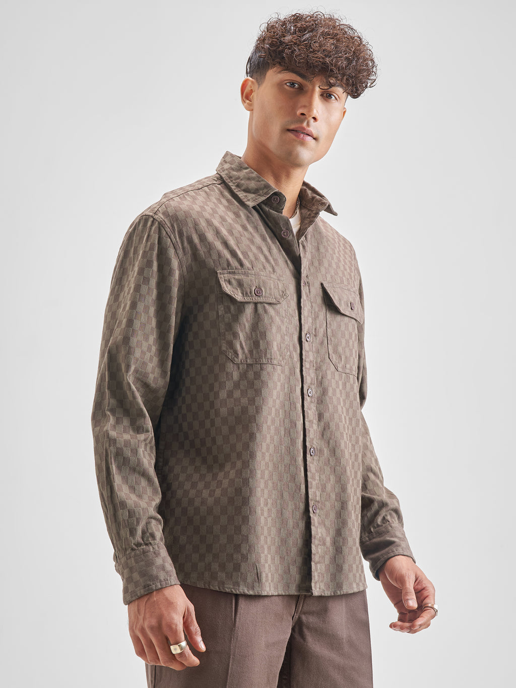 Highlander Men Self Design Relaxed Fit Casual Shirt - Brown - Image 6