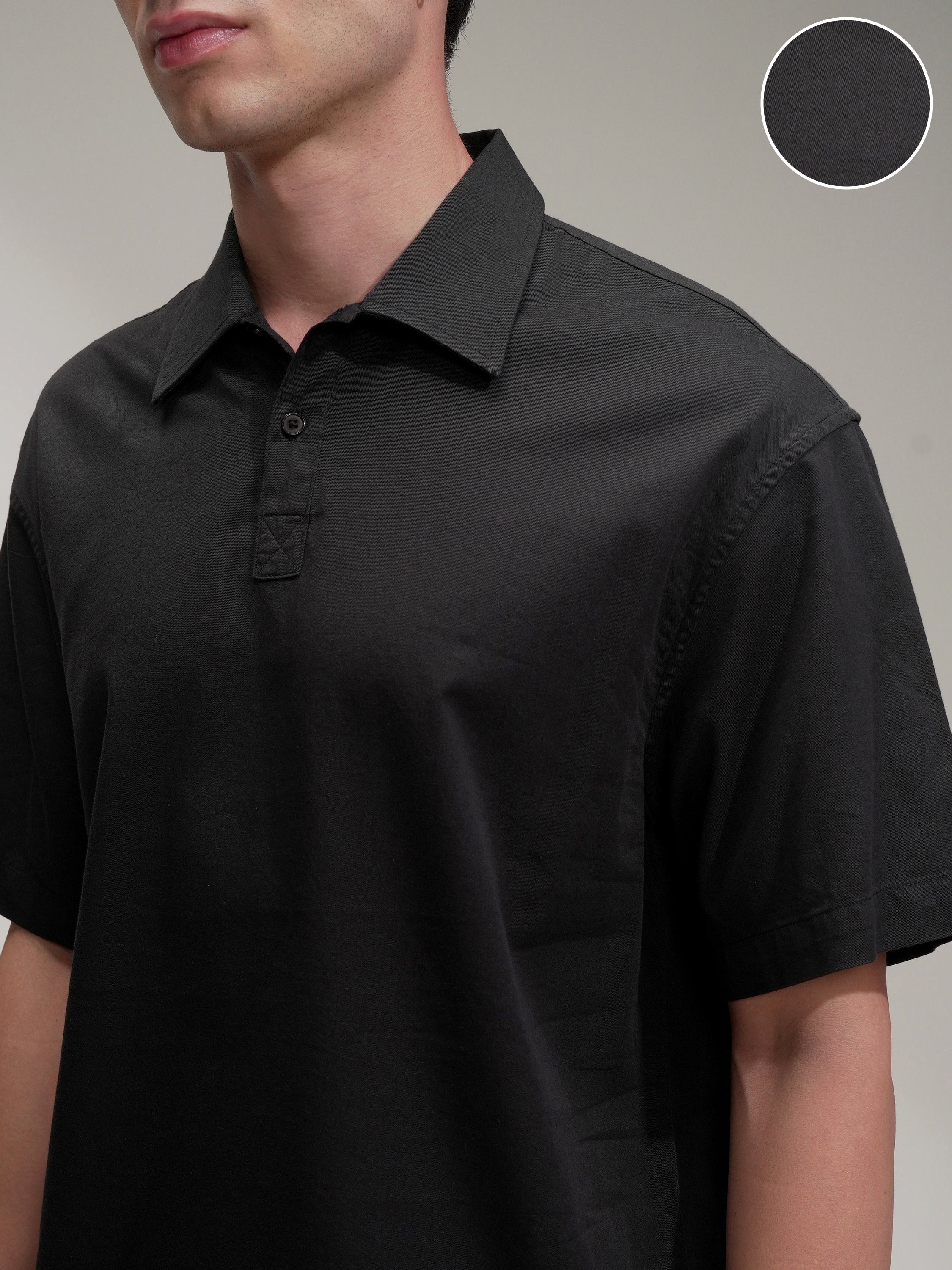 Highlander Men Black Self Design Oversized Fit Casual Shirt - Black - Image 5