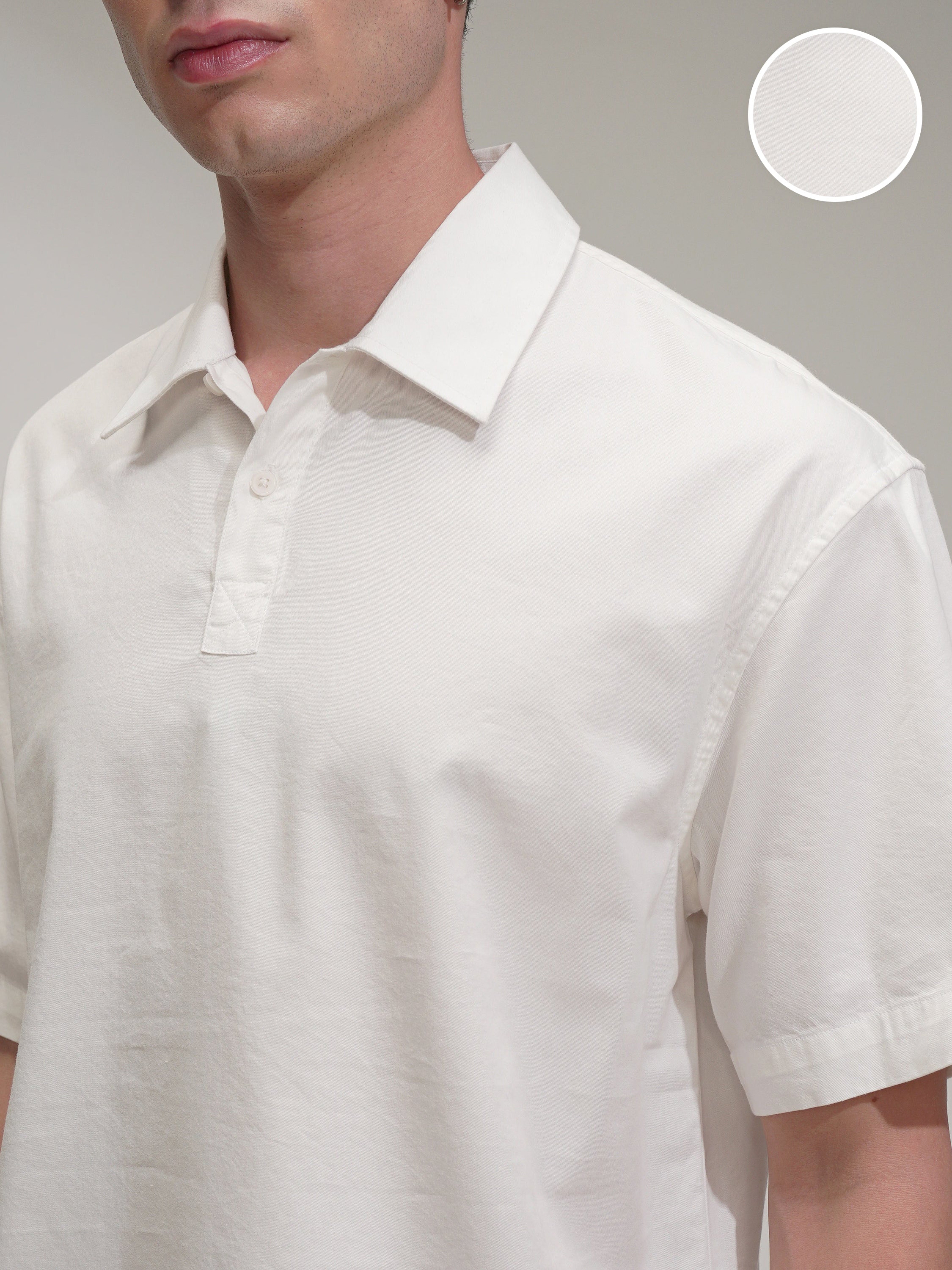 Highlander Men White Self Design Oversized Fit Casual Shirt - White - Image 5