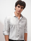 Highlander Men Grey Printed Slim Fit Casual Shirt - Grey - Image 1