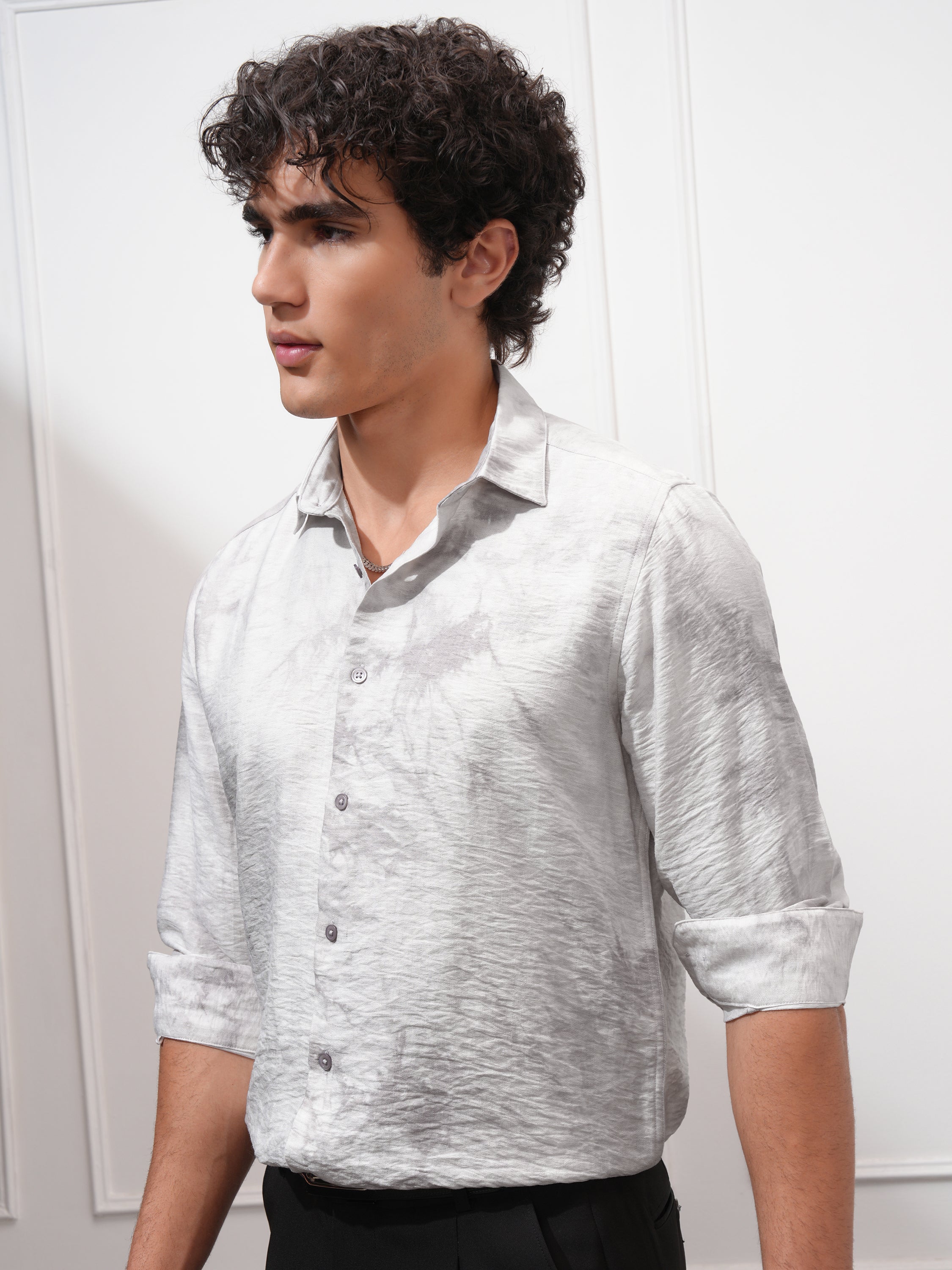 Highlander Men Grey Printed Slim Fit Casual Shirt - Grey - Image 4