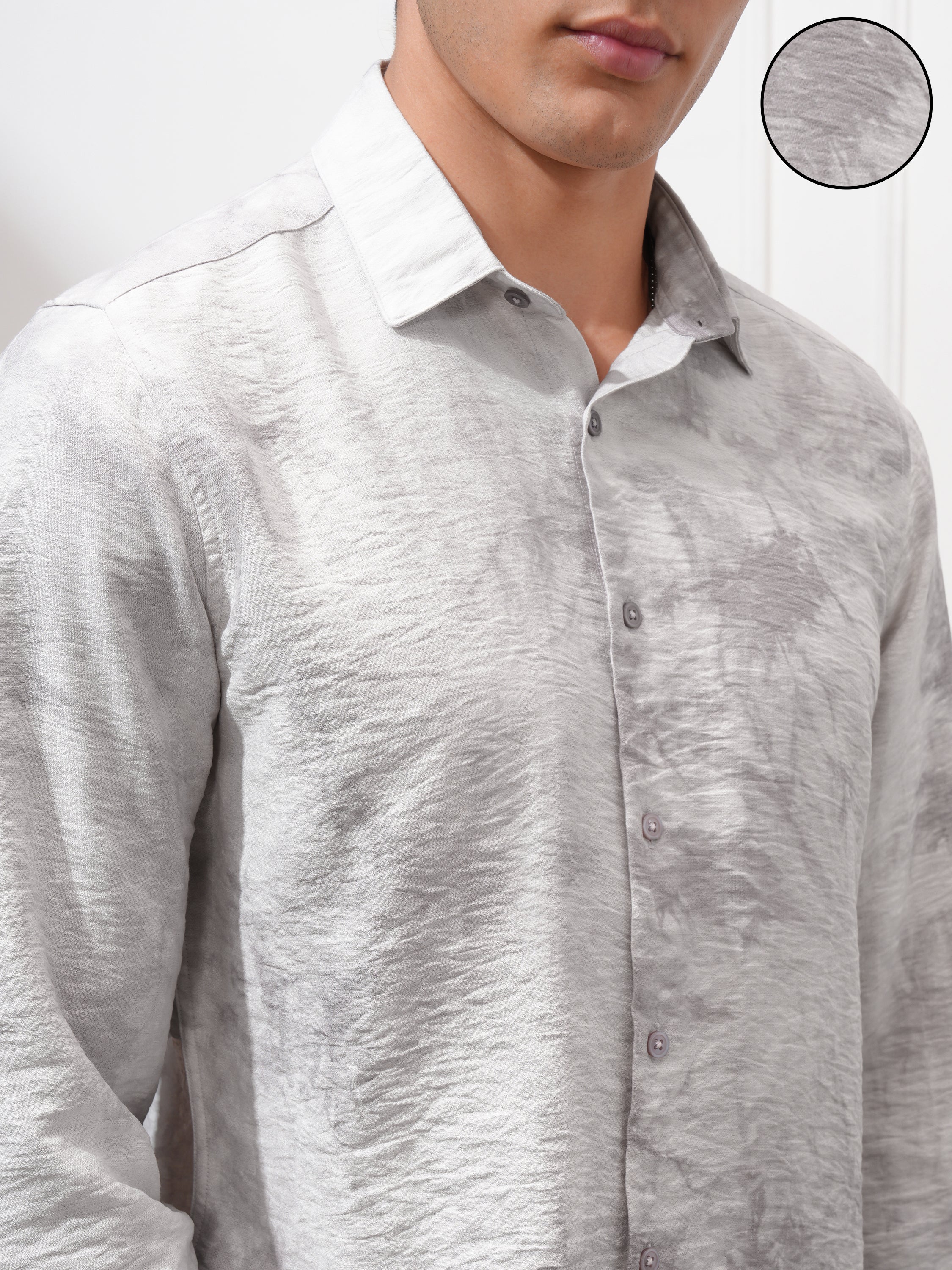 Highlander Men Grey Printed Slim Fit Casual Shirt - Grey - Image 5
