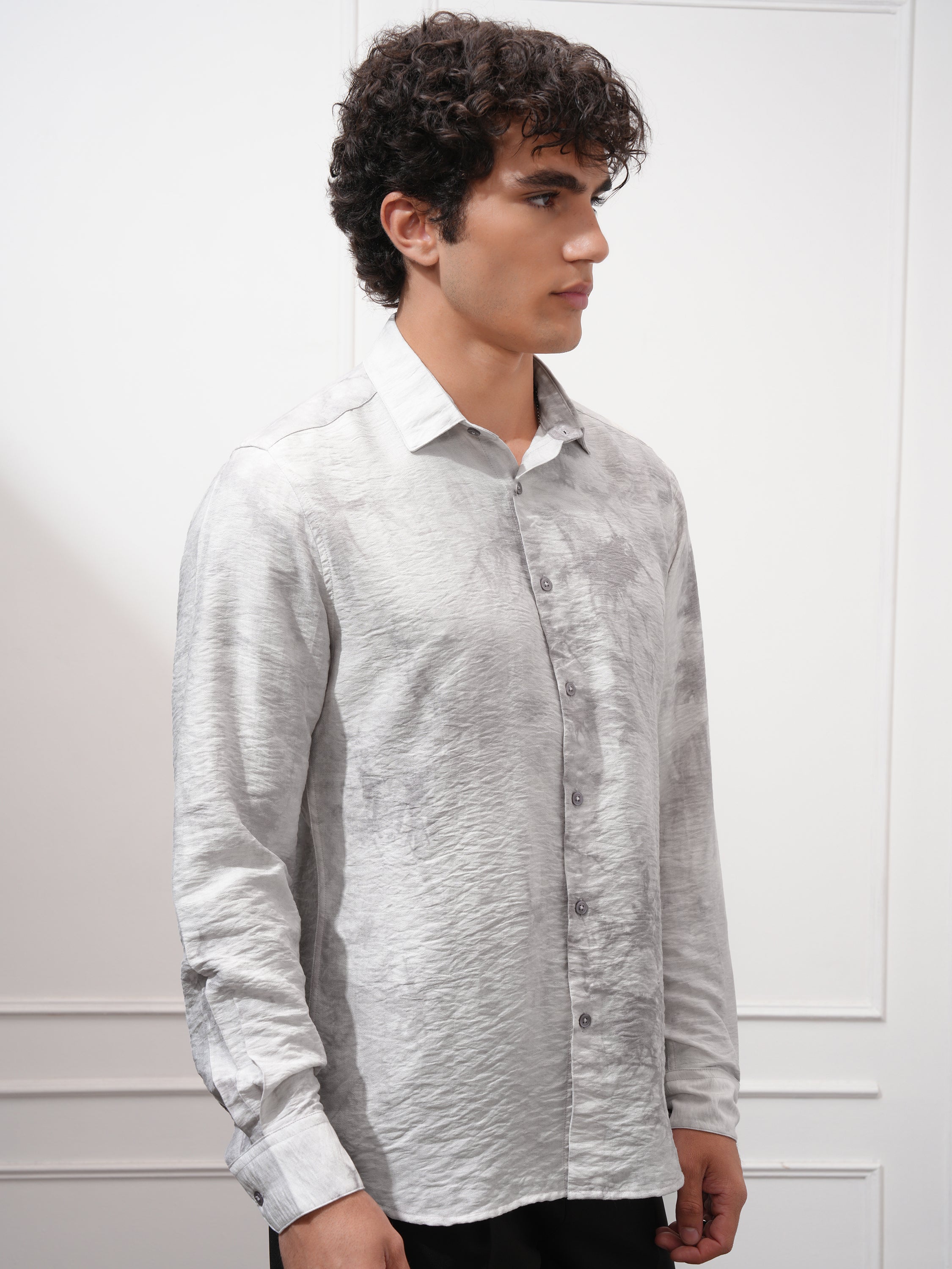 Highlander Men Grey Printed Slim Fit Casual Shirt - Grey - Image 6