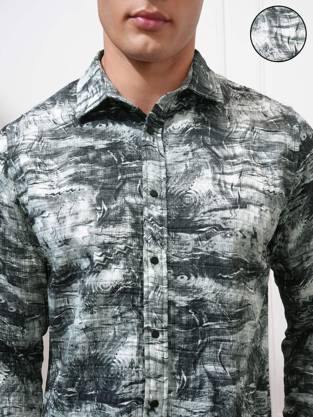 Highlander Men Olive Printed Slim Fit Casual Shirt - Olive - Image 5