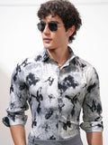 Highlander Men Grey Printed Slim Fit Casual Shirt - Grey - Image 1