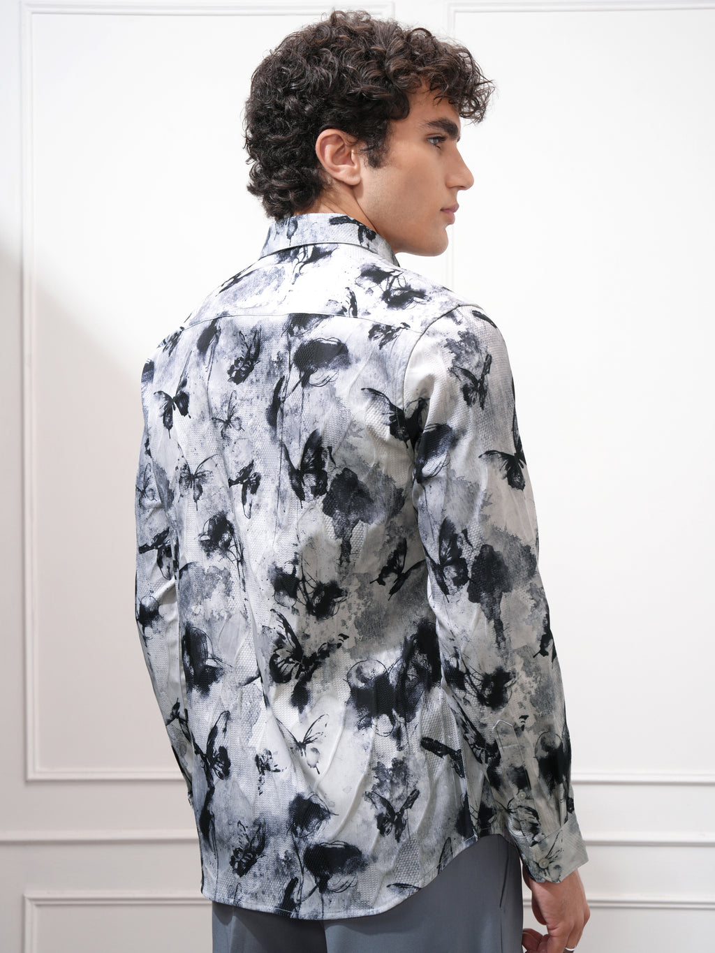 Highlander Men Grey Printed Slim Fit Casual Shirt - Grey - Image 3