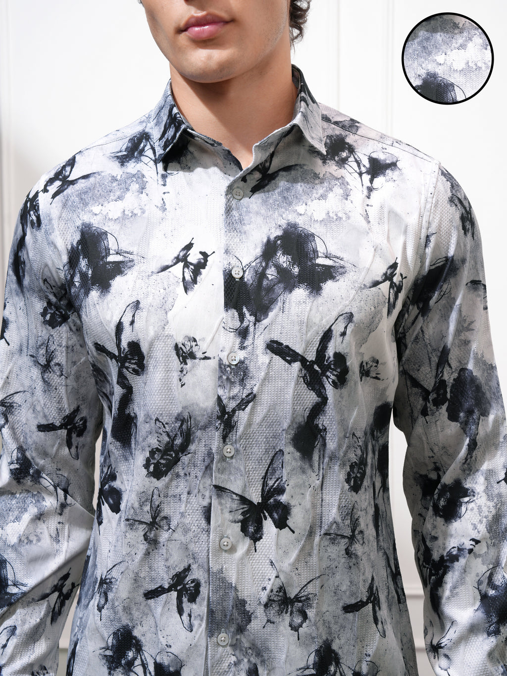 Highlander Men Grey Printed Slim Fit Casual Shirt - Grey - Image 5