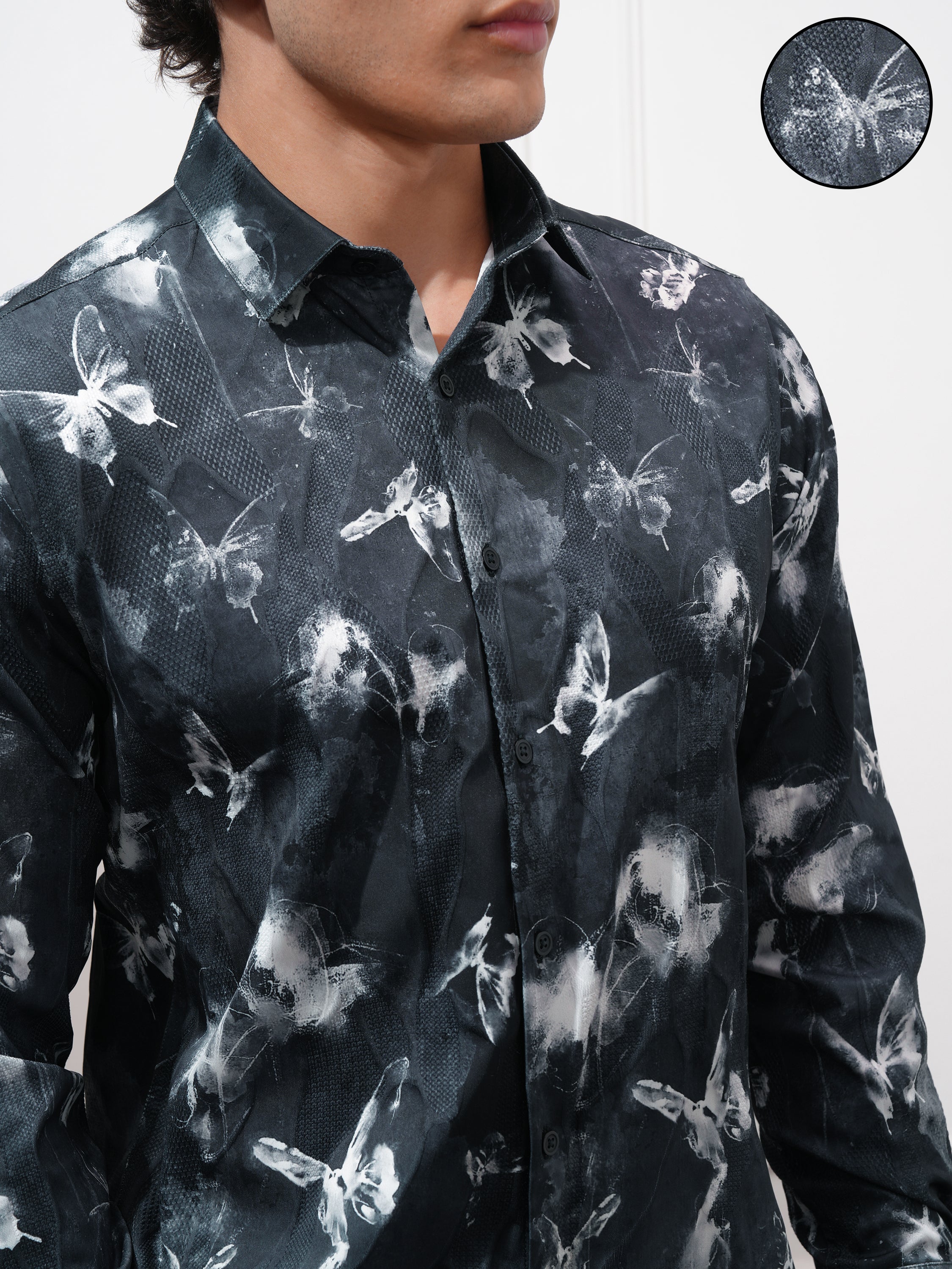 Highlander Men Navy Blue Printed Slim Fit Casual Shirt - Navy Blue - Image 5