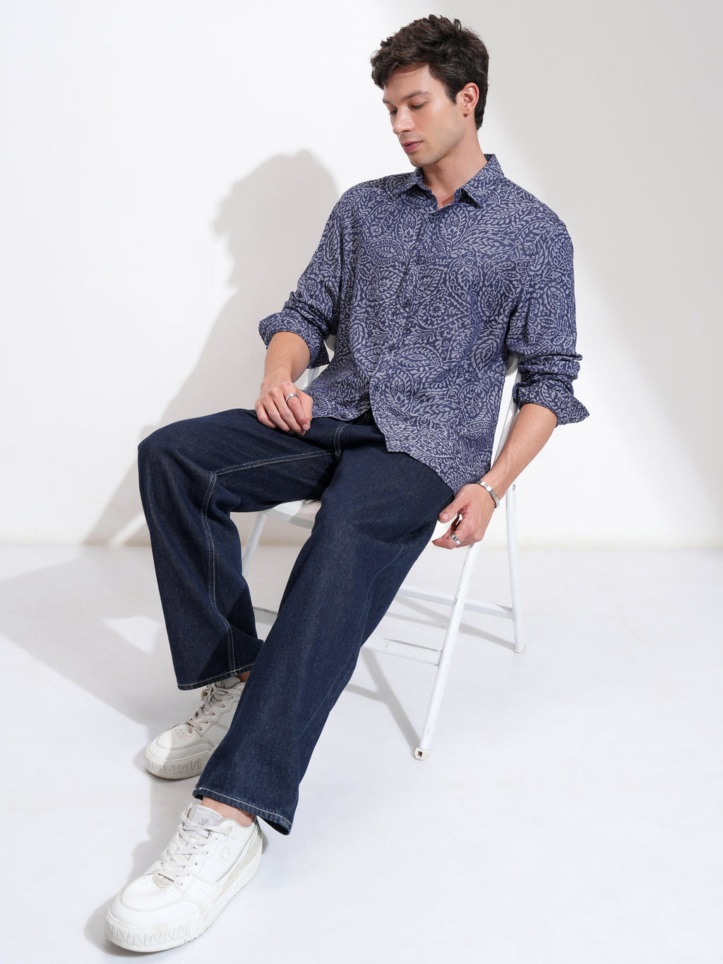 Highlander Men Blue Printed Relaxed Fit Casual Shirt - Blue - Image 2