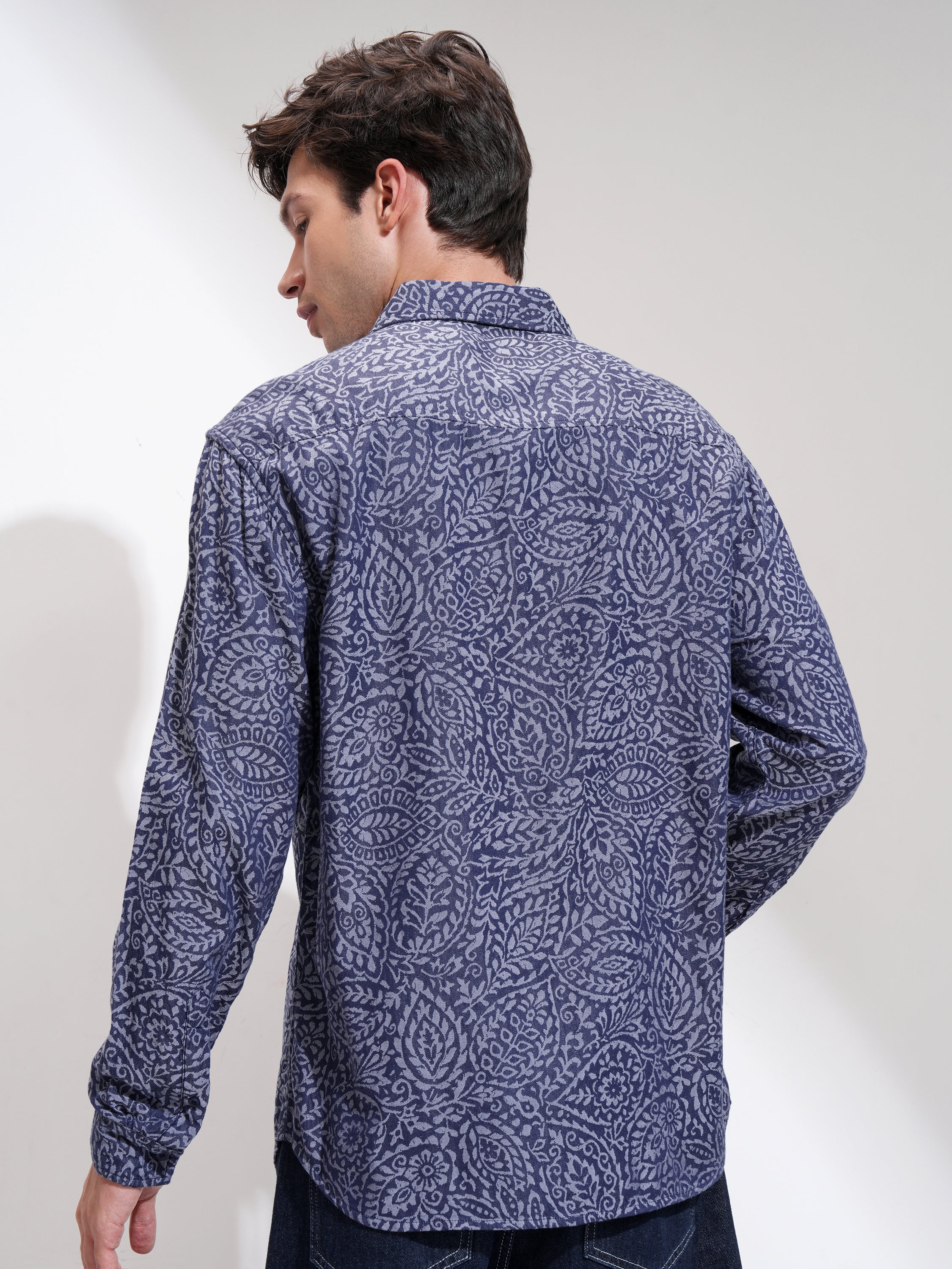 Highlander Men Blue Printed Relaxed Fit Casual Shirt - Blue - Image 3
