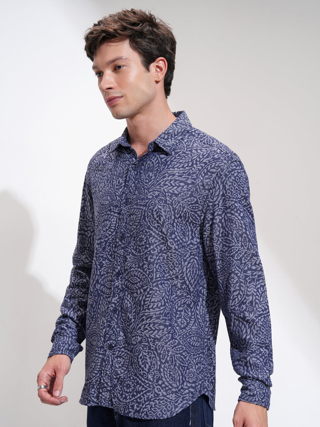 Highlander Men Blue Printed Relaxed Fit Casual Shirt - Blue - Image 4