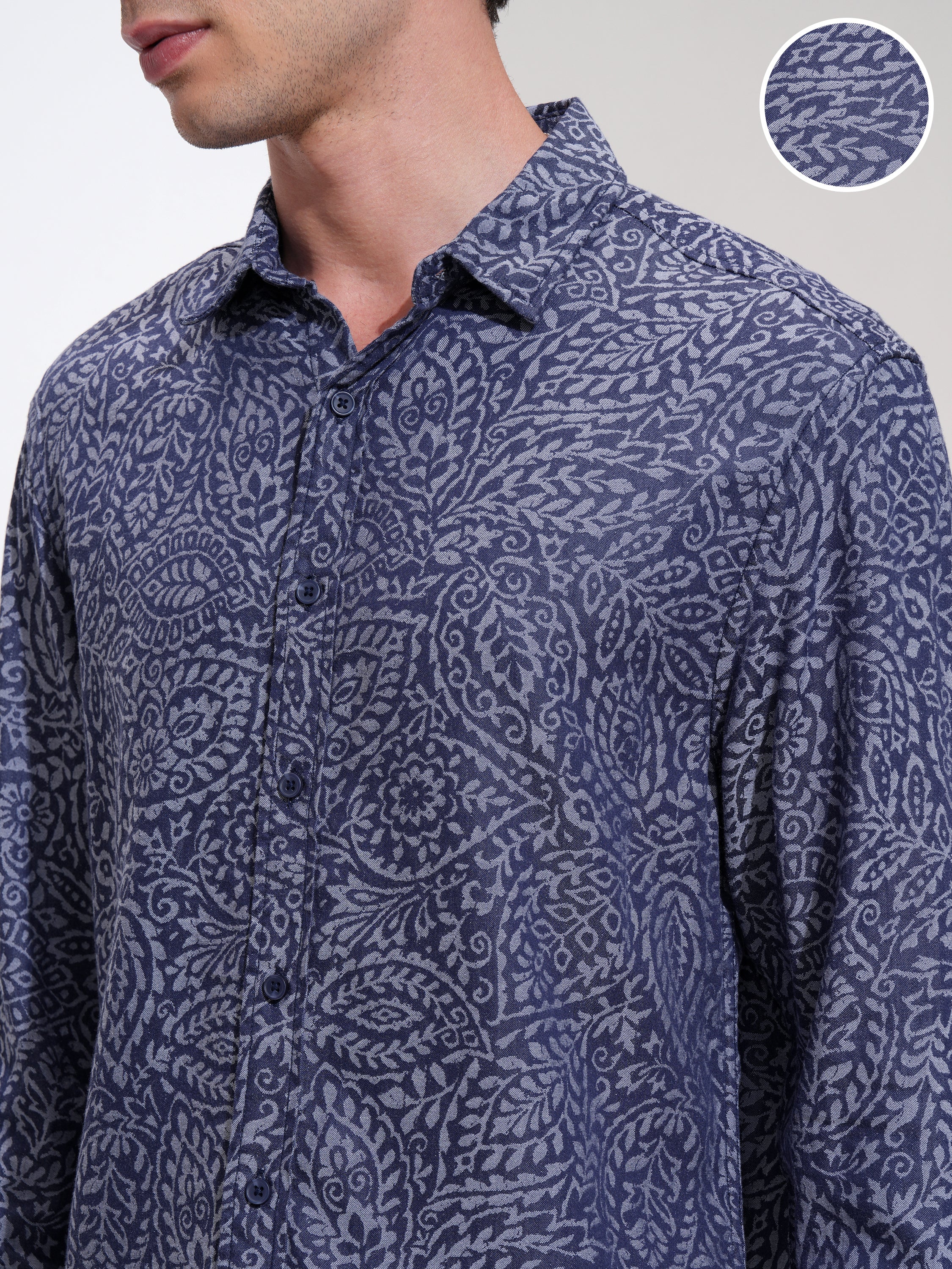 Highlander Men Blue Printed Relaxed Fit Casual Shirt - Blue - Image 5