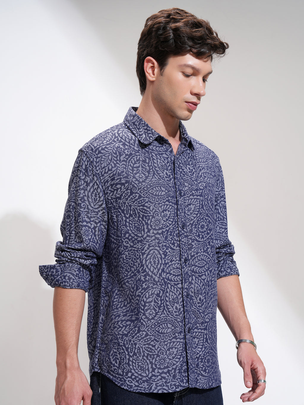 Highlander Men Blue Printed Relaxed Fit Casual Shirt - Blue - Image 6