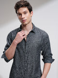 Highlander Men Charcoal Printed Relaxed Fit Casual Shirt - Charcoal - Image 1
