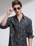 Highlander Men Charcoal Printed Relaxed Fit Casual Shirt - Charcoal - Image 1