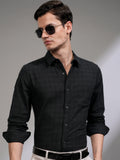 Highlander Men Black Checked Slim Fit Casual Shirt - Black - Image 1