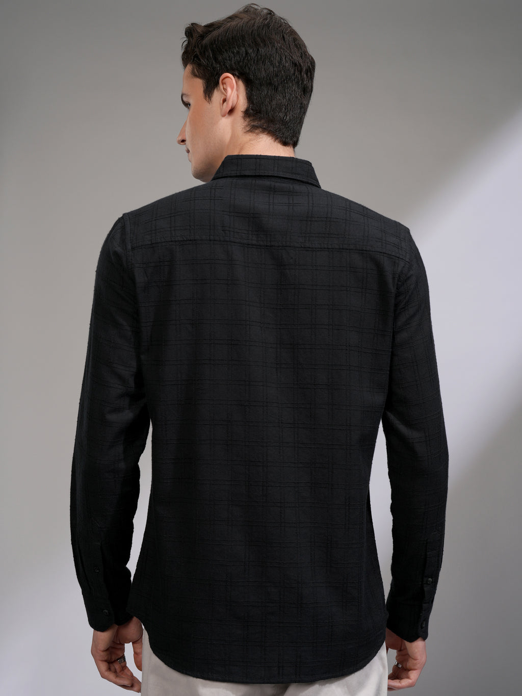 Highlander Men Black Checked Slim Fit Casual Shirt - Black - Image 3