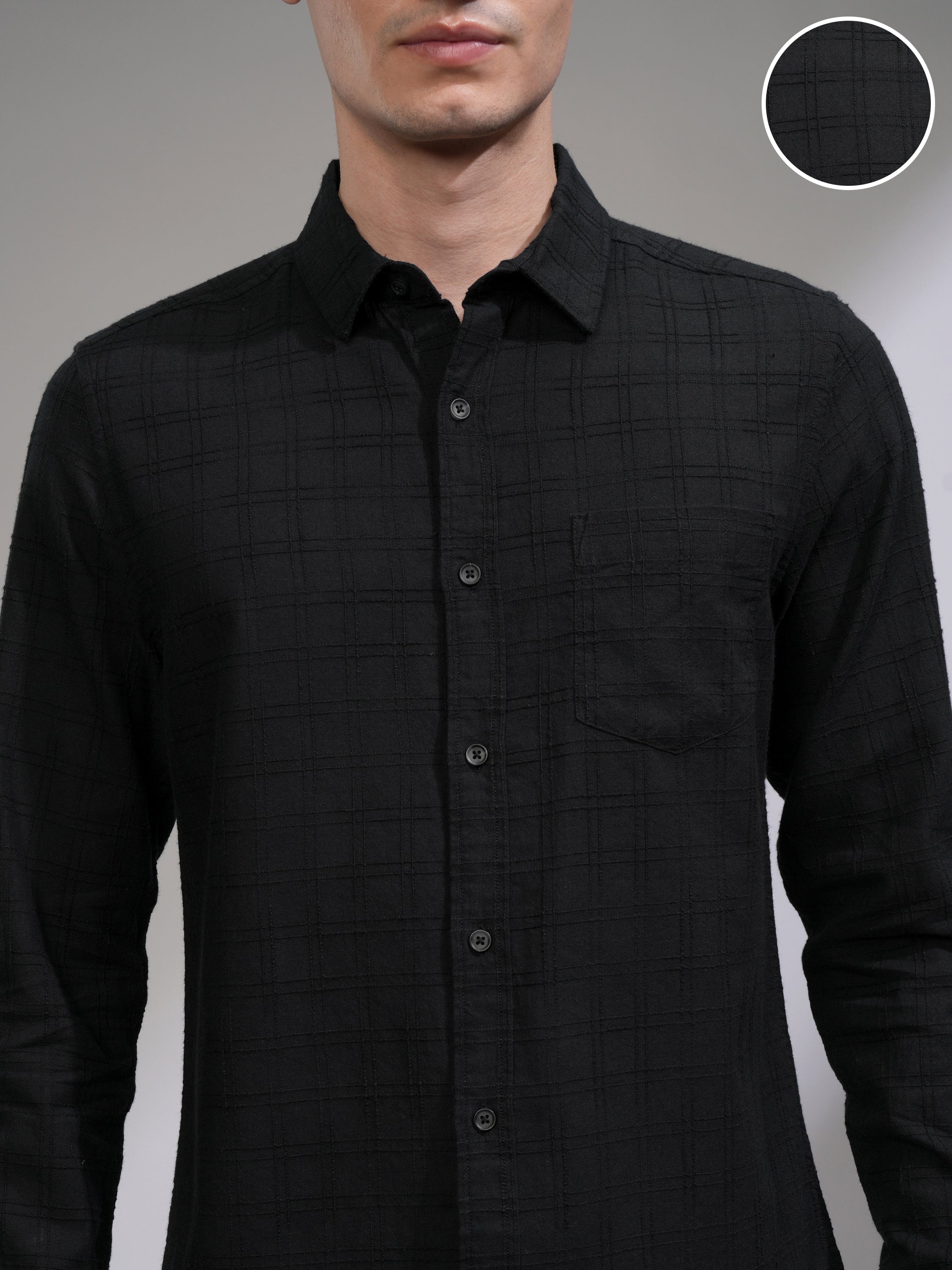 Highlander Men Black Checked Slim Fit Casual Shirt - Black - Image 5
