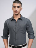 Highlander Men Grey Checked Slim Fit Casual Shirt - Grey - Image 1