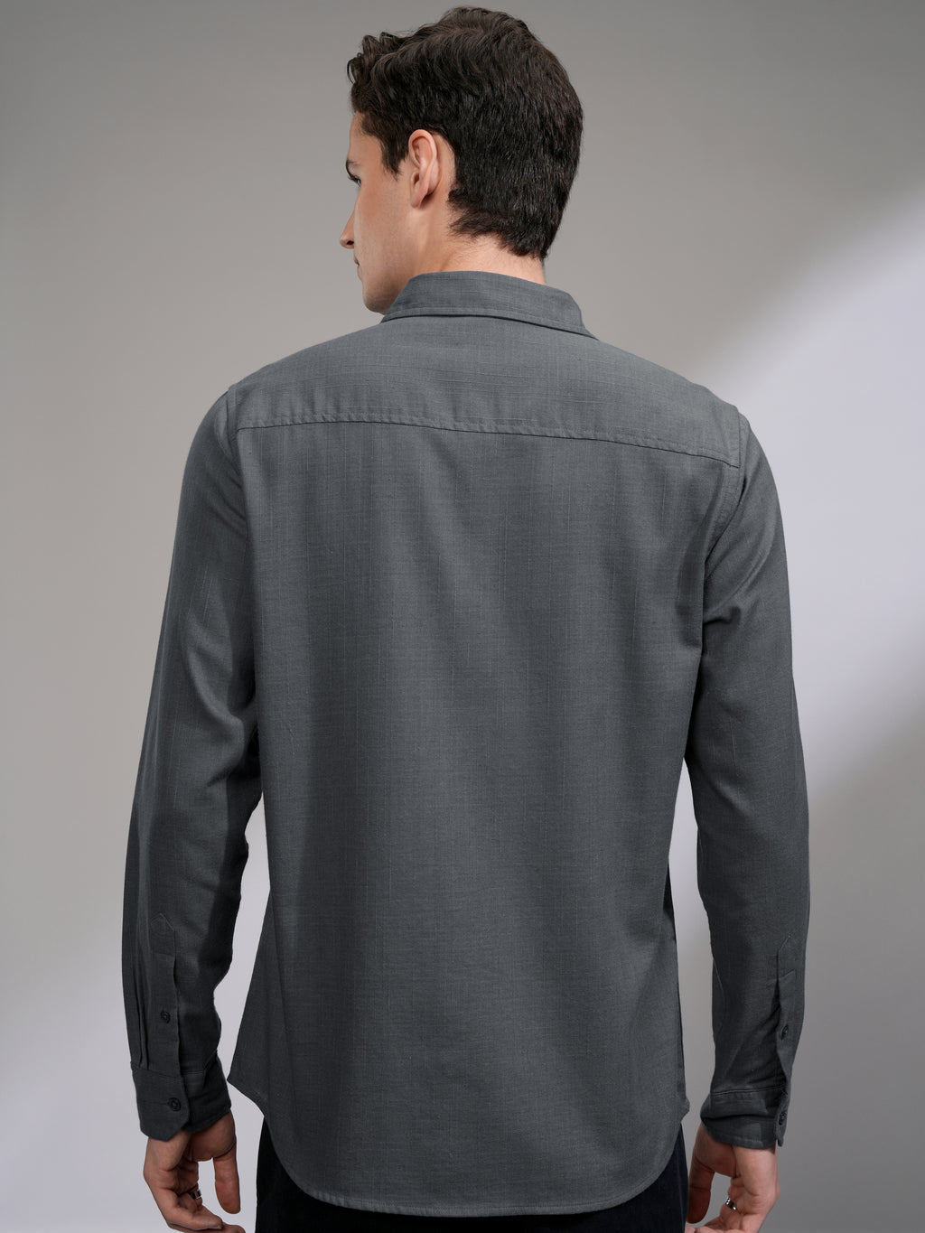 Highlander Men Grey Solid Slim Fit Casual Shirt - Grey - Image 3
