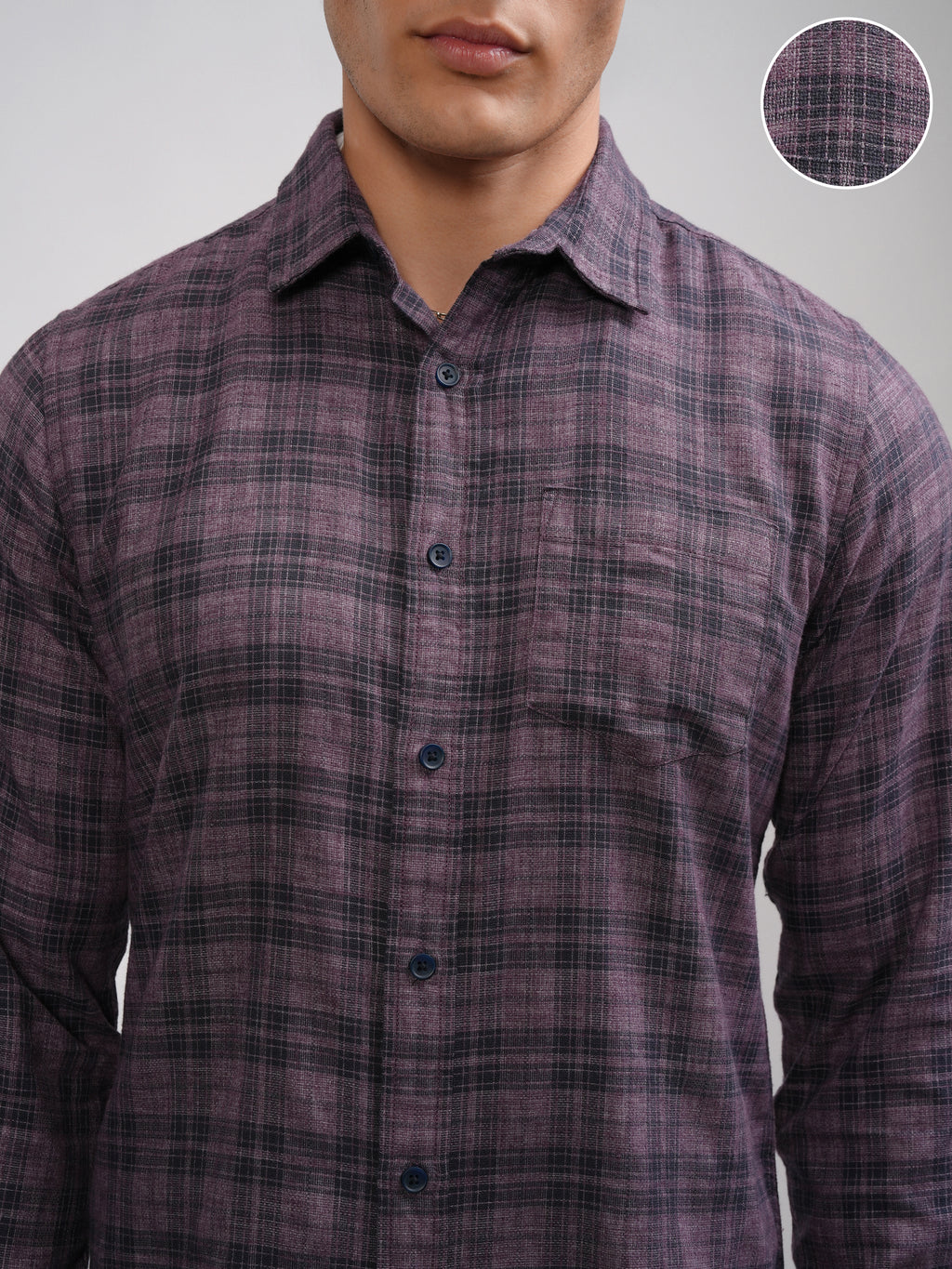 Highlander Men Mauve Checked Slim Fit Casual Shirt - Mauve - Image 5