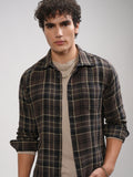 Highlander Men Brown Checked Slim Fit Casual Shirt - Brown - Image 1