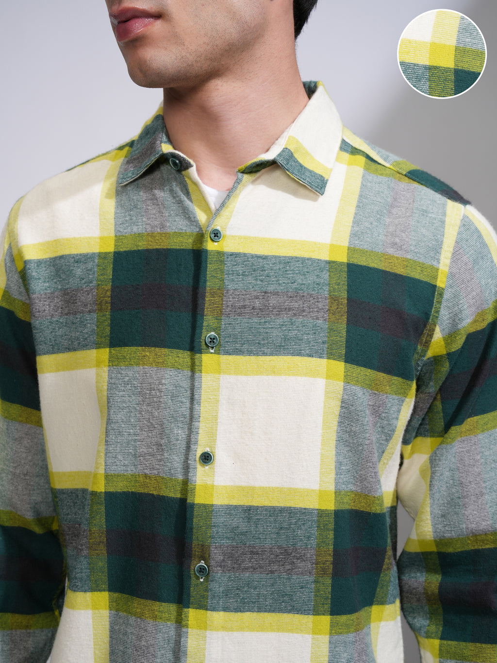 Highlander Men Off White Checked Slim Fit Casual Shirt - Off White - Image 5