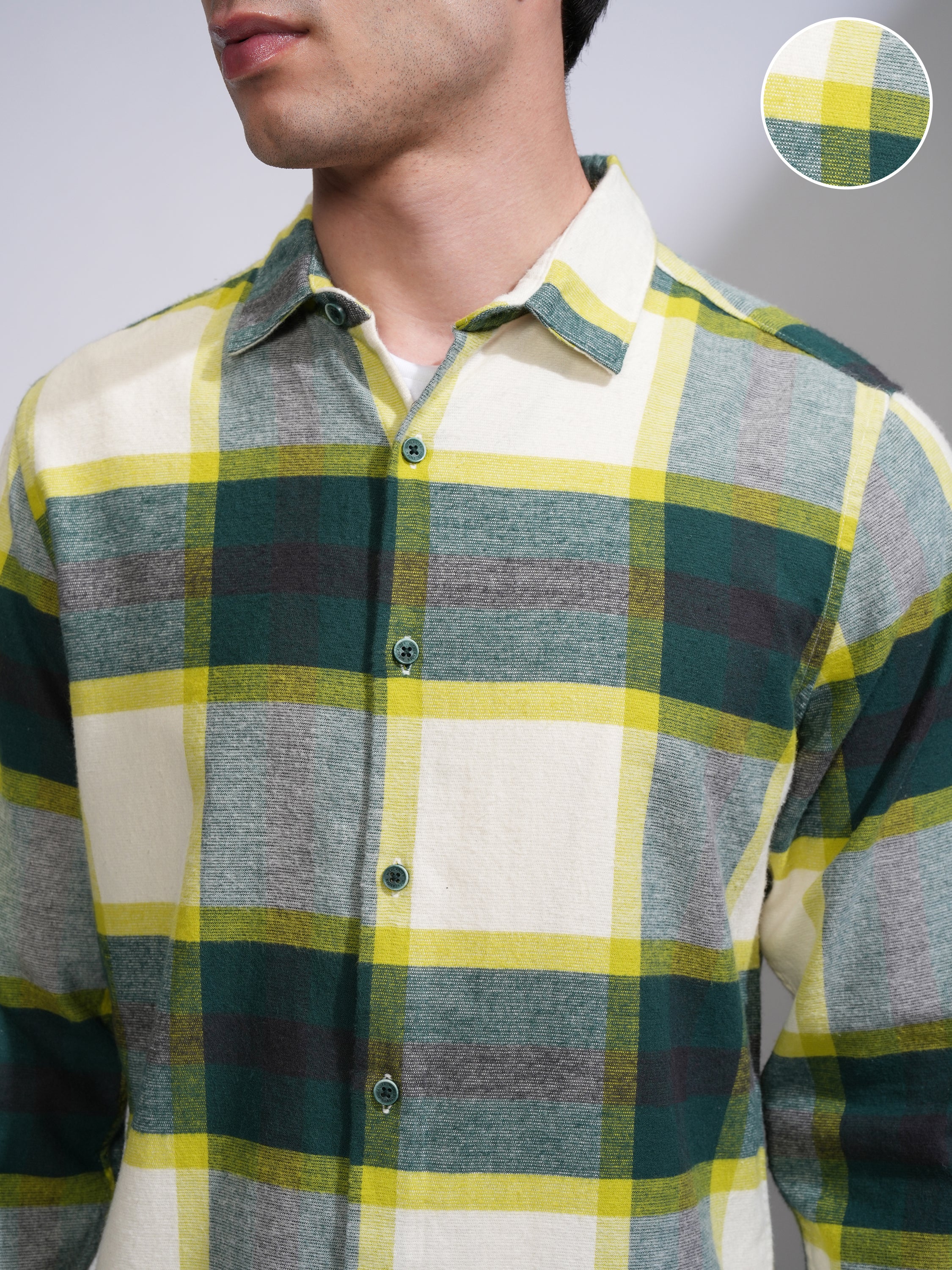 Highlander Men Off White Checked Slim Fit Casual Shirt - Off White - Image 5