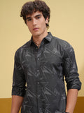 Highlander Men Grey Embroidered Slim Fit Casual Shirt - Grey - Image 1