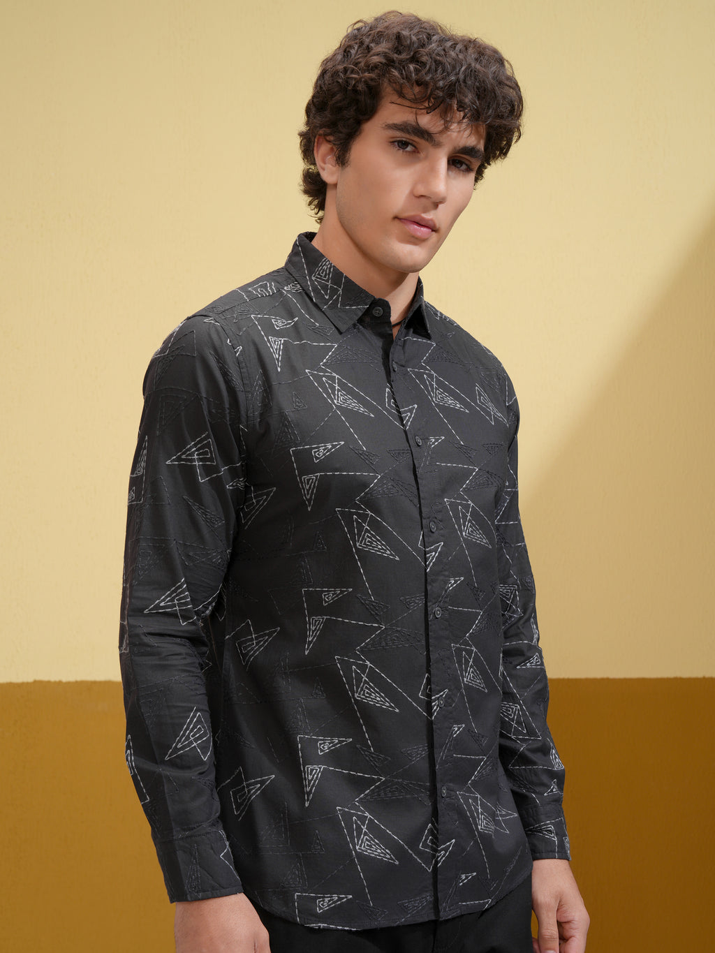 Highlander Men Grey Embroidered Slim Fit Casual Shirt - Grey - Image 6