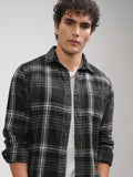 Highlander Men Black Checked Slim Fit Casual Shirt - Black - Image 1
