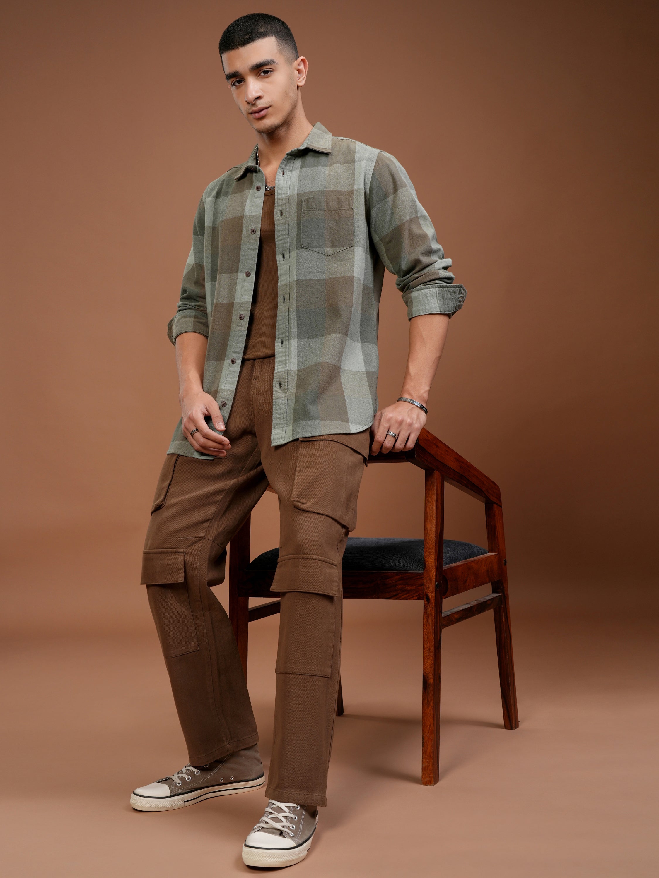 Highlander Men Green Checked Slim Fit Casual Shirt - Green - Image 2