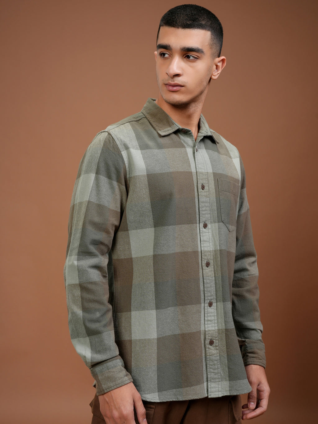 Highlander Men Green Checked Slim Fit Casual Shirt - Green - Image 6