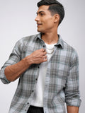 Highlander Men Blue Checked Slim Fit Casual Shirt - Blue - Image 1