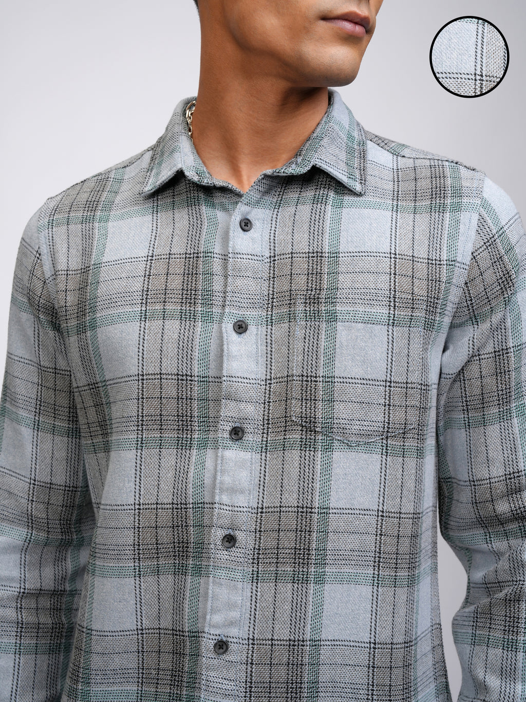 Highlander Men Blue Checked Slim Fit Casual Shirt - Blue - Image 5