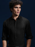 Highlander Men Black Self Design Slim Fit Casual Shirt - Black - Image 1