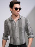 Highlander Men Grey Striped Relaxed Fit Casual Shirt - Grey - Image 1