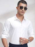 Highlander Men White Self Design Slim Fit Casual Shirt - White - Image 1