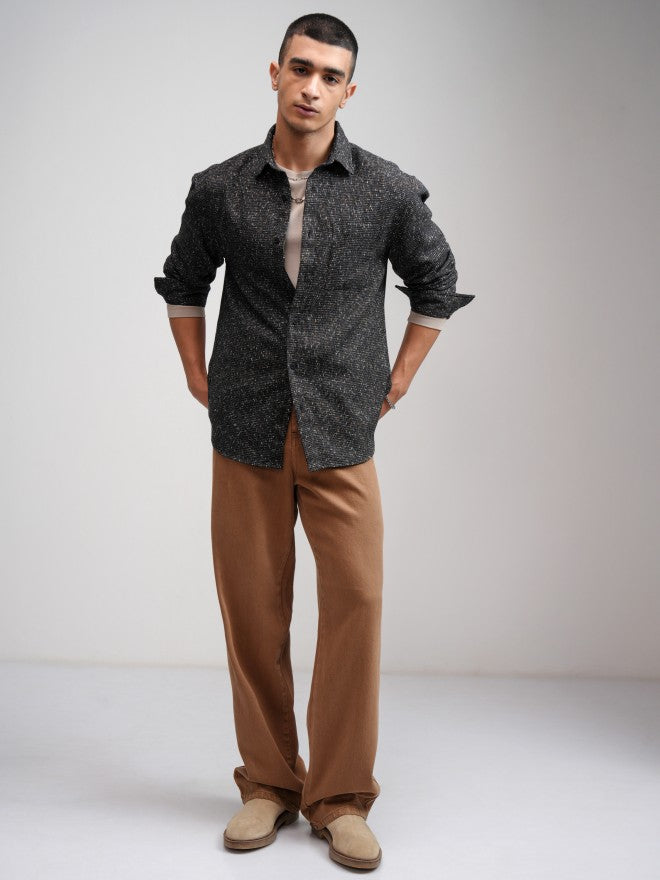 Highlander Men Black Checked Relaxed Fit Casual Shirt - Black - Image 2