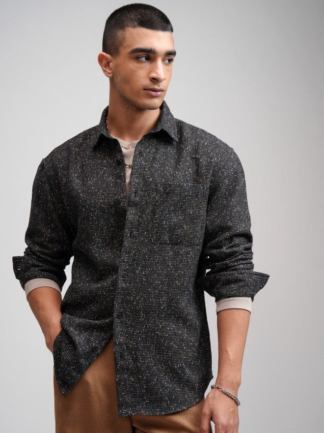 Highlander Men Black Checked Relaxed Fit Casual Shirt - Black - Image 4