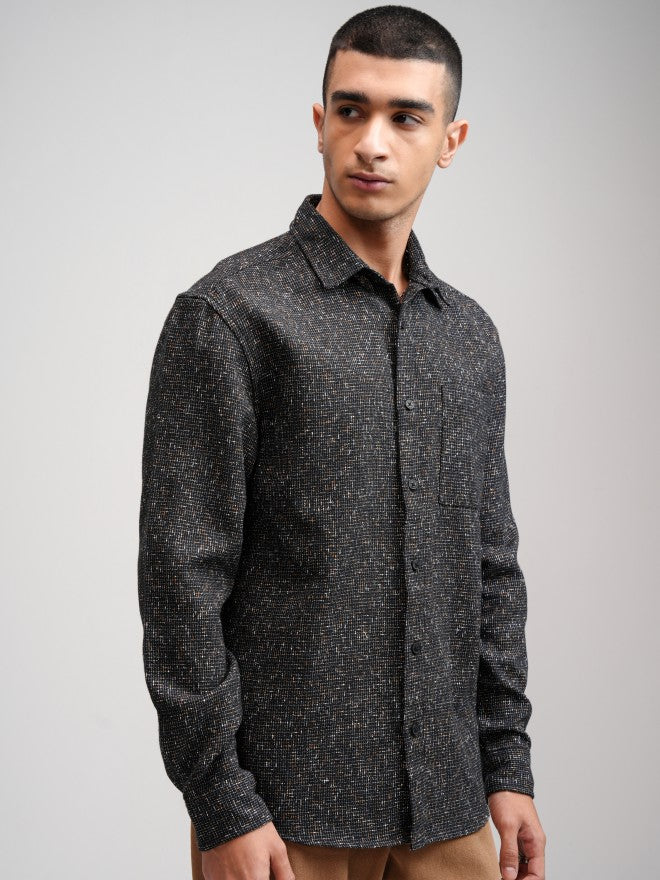 Highlander Men Black Checked Relaxed Fit Casual Shirt - Black - Image 6
