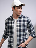 Highlander Men Blue Checked Slim Fit Casual Shirt - Blue - Image 1