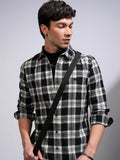 Highlander Men Black Checked Slim Fit Casual Shirt - Black - Image 1