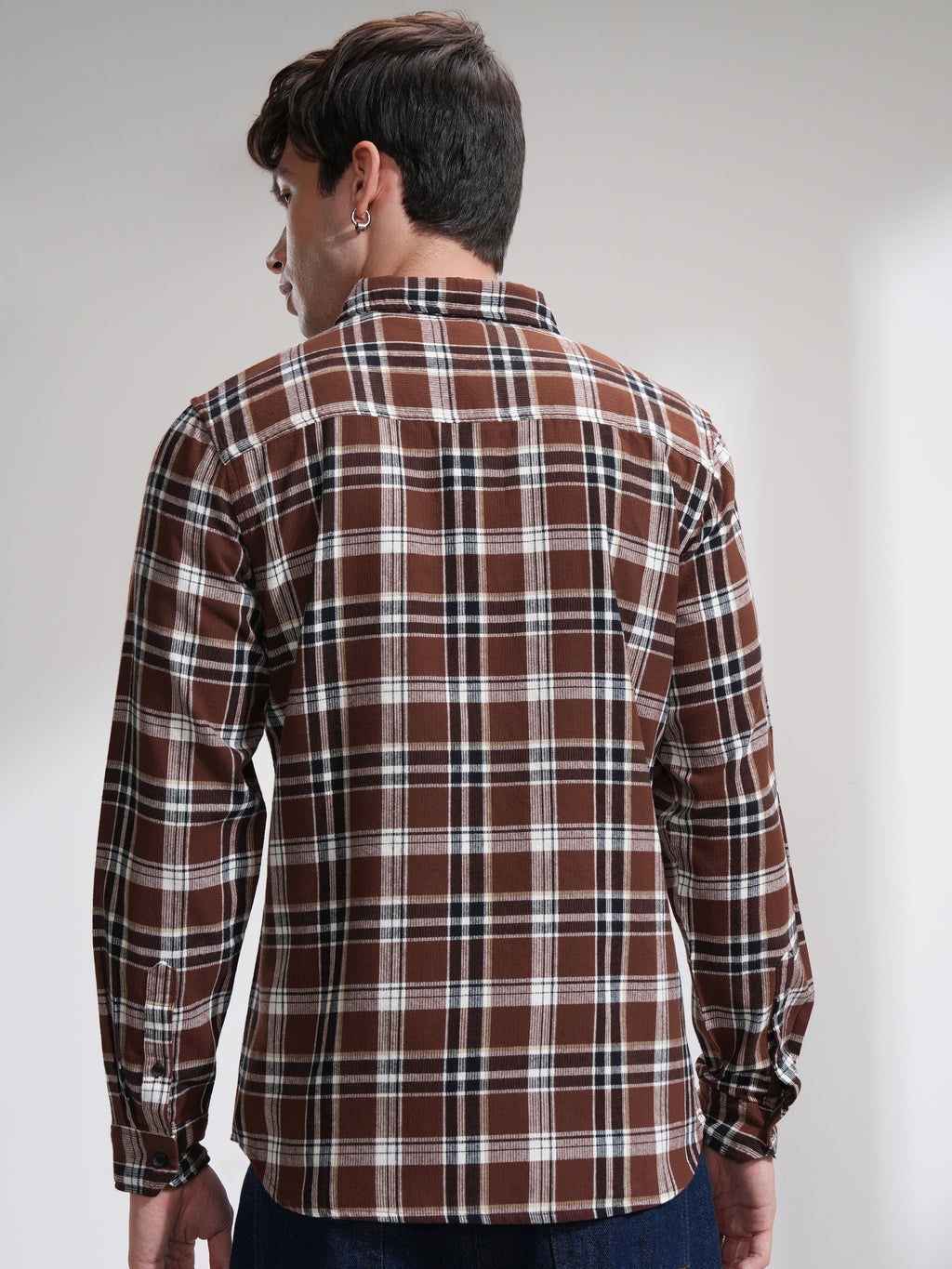 Highlander Men Rust Checked Slim Fit Casual Shirt - Rust - Image 3