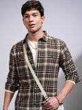 Highlander Men Brown Checked Slim Fit Casual Shirt - Brown - Image 1